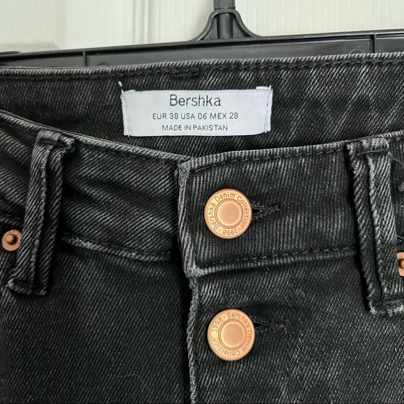 BERSHKA BUTTON FLY BLACK SKINNY JEAN - Picture 9 of 13